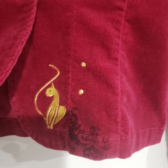 Baby Phat Girlz Burgundy Velvety Embroidery Blazer Jacket Size Large - Picture 4 of 14
